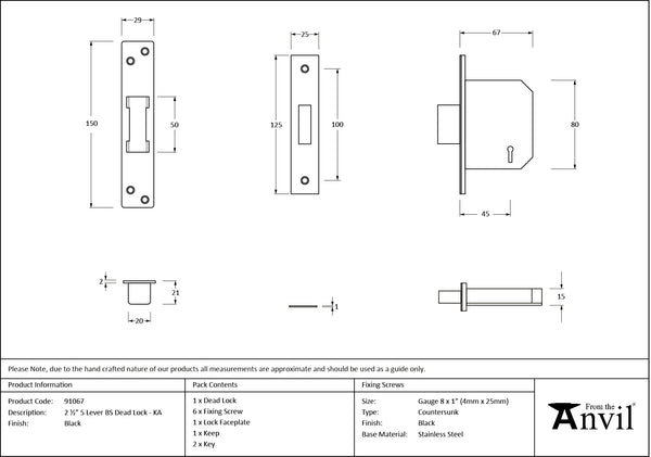 BS 5 Lever Deadlock KA by From The Anvil