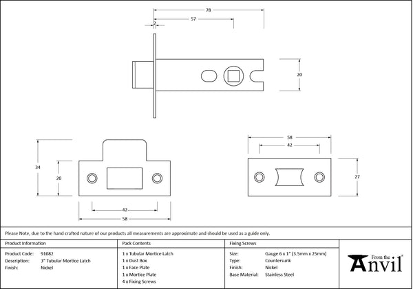 Tubular Mortice Latch by From The Anvil