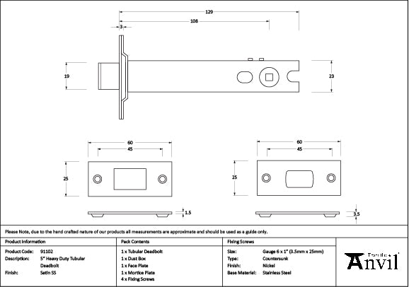 SSS 5" Heavy Duty Tubular Deadbolt