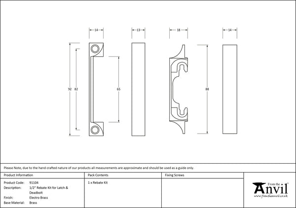 Electro Brass ½" Rebate Kit for Latch and Deadbolt