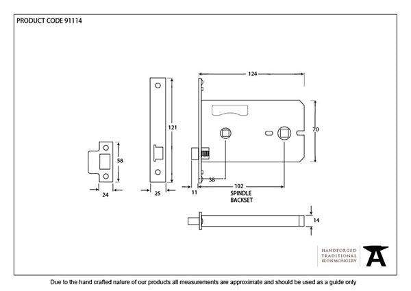 PVD 5" Horizontal Bathroom Lock