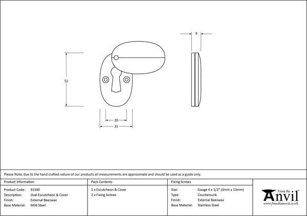 Oval Escutcheon by From The Anvil