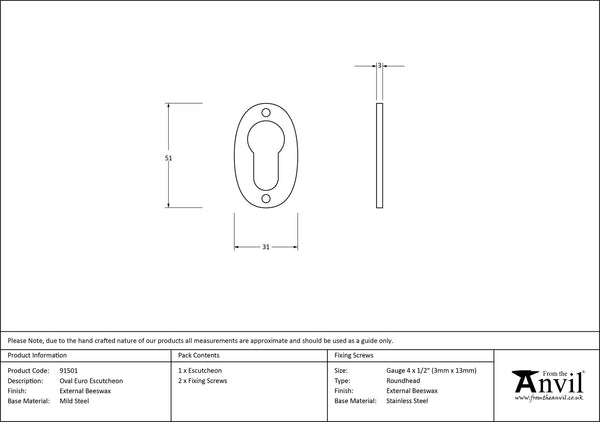 Oval Euro Escutcheon by From The Anvil