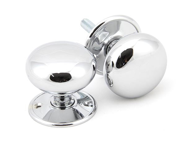 Polished Chrome 57mm Mushroom Mortice/Rim Knob Set