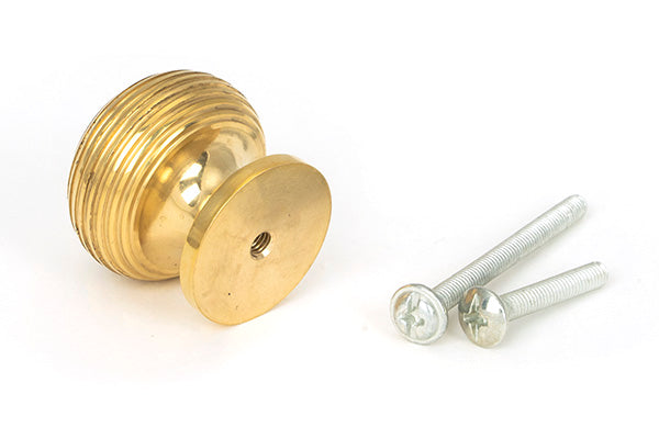 Polished Brass Beehive Cabinet Knob 30mm