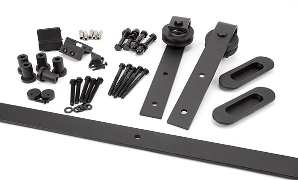 100kg Black Sliding Door Hardware Kit (2m Track)