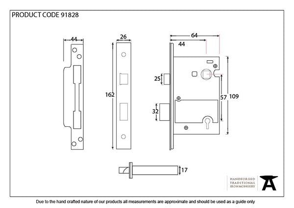 PVD 2½" BS Heavy Duty Sash Lock KA