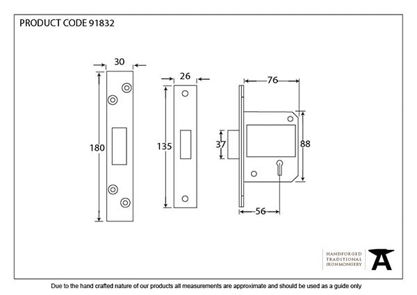 PVD 3" 5 Lever BS Deadlock