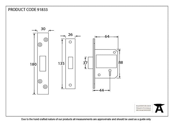 PVD 2½" 5 Lever BS Deadlock KA