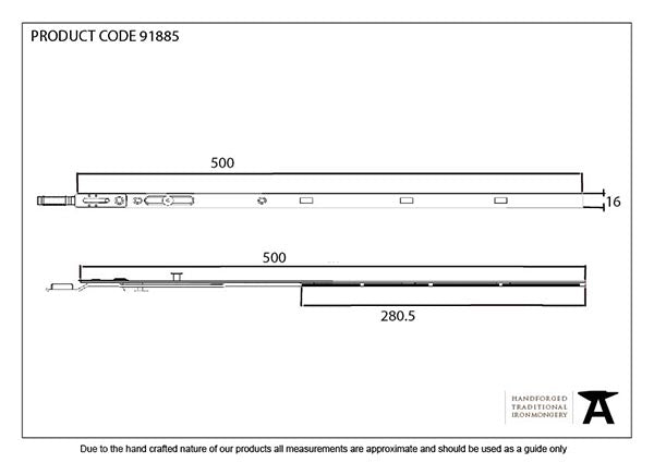 BZP 500mm Extension Piece for Espag Door Locks