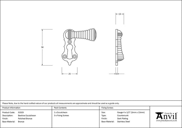 Beehive Escutcheon by From The Anvil