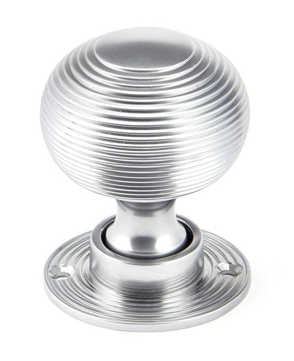 Satin Chrome Heavy Beehive Mortice/Rim Knob Set