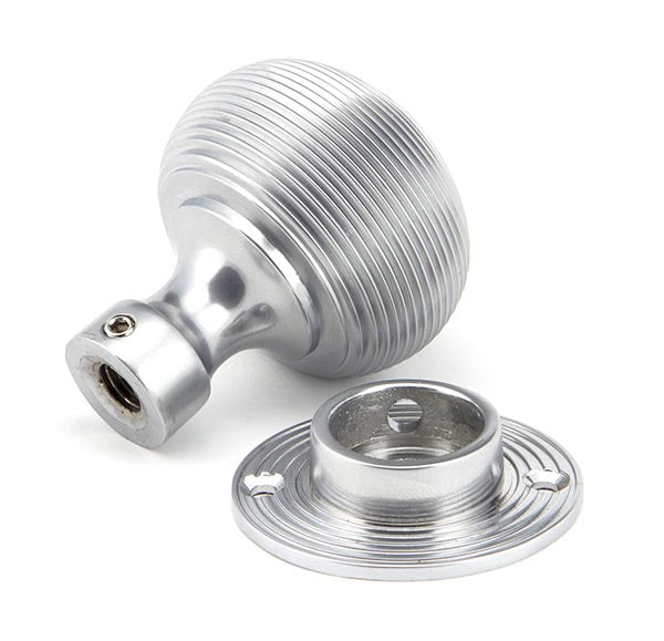 Satin Chrome Heavy Beehive Mortice/Rim Knob Set