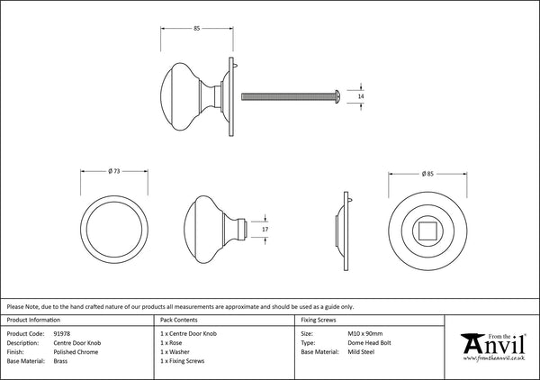 Round Centre Door Knob by From The Anvil