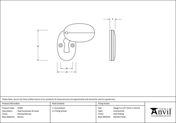 Oval Escutcheon by From The Anvil
