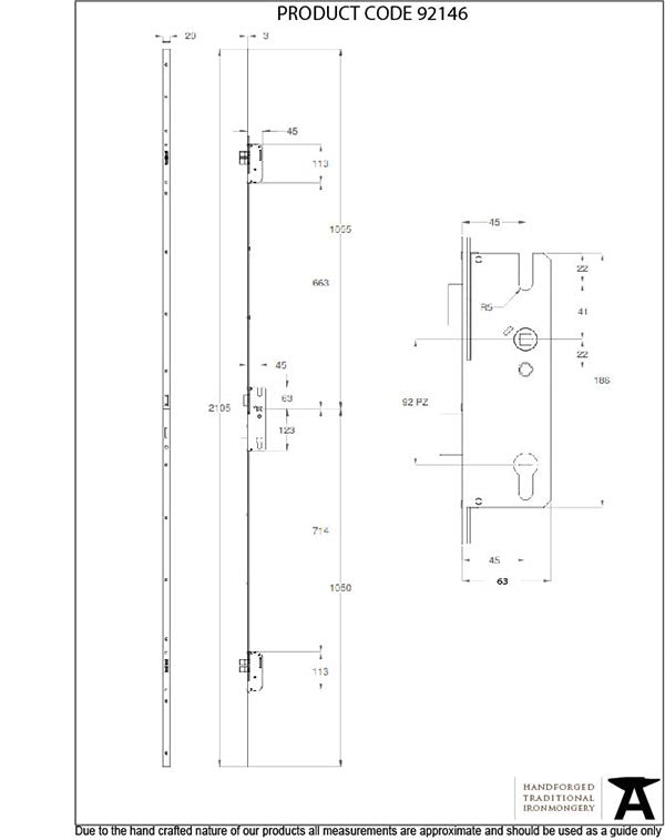 BZP Winkhaus 2.1m Thunderbolt Espag Lock 45mmBS