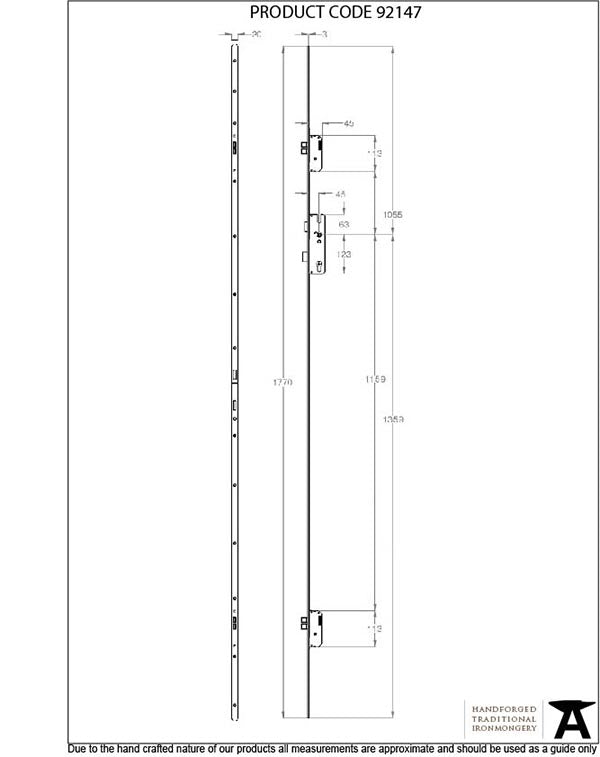 BZP Winkhaus 1.77m Heritage Thunderbolt Espag Lock 45mm BS