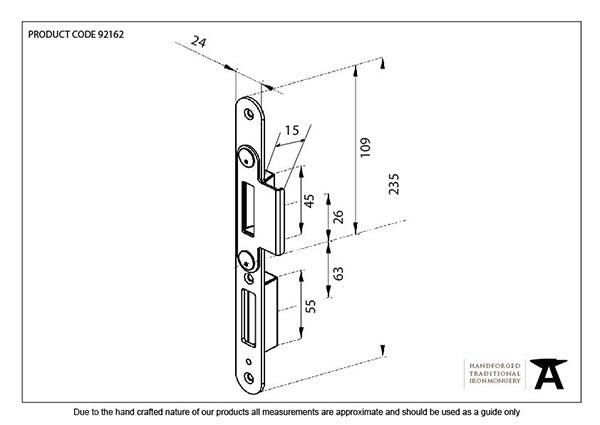 BZP Winkhaus Centre Latch Keep LH 44mm Door