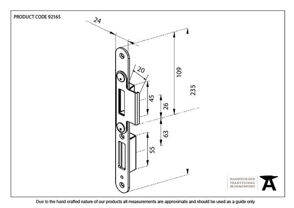 BZP Winkhaus Centre Latch Keep LH 56mm Door