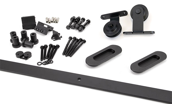 100kg Black (Top Mount) Sliding Door Hardware Kit (2m Track)