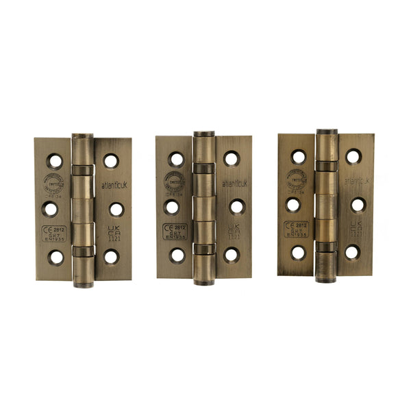 Atlantic CE Fire Rated Grade 7 Ball Bearing Hinges 3" x 2" x 2mm set of 3 by Atlantic Hardware