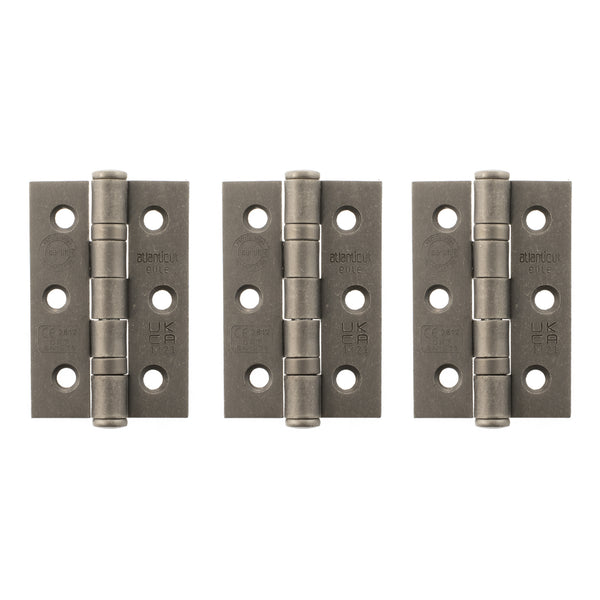 Atlantic CE Fire Rated Grade 7 Ball Bearing Hinges 3" x 2" x 2mm set of 3 - Distressed Silver