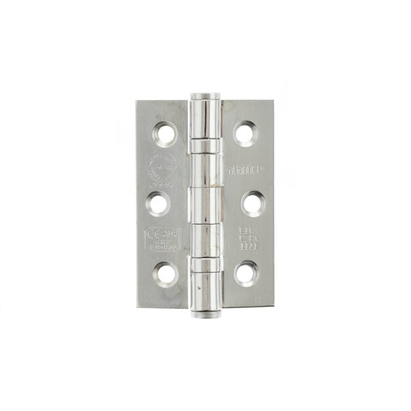 Atlantic CE Fire Rated Grade 7 Ball Bearing Hinges 3" x 2" x 2mm - Polished Chrome