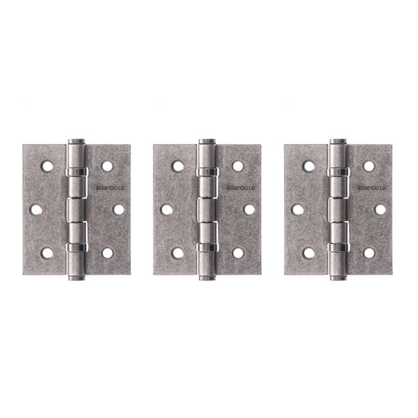 Atlantic Ball Bearing Hinges 3" x 2.5" x 2.5mm set of 3 - Distressed Silver