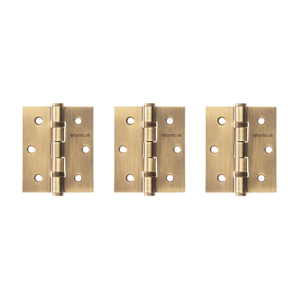 Atlantic Ball Bearing Hinges 3" x 2.5" x 2.5mm set of 3 - Matt Antique Brass