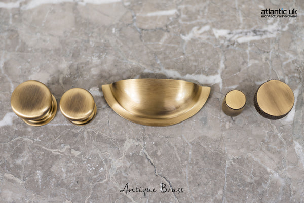Old English Winchester Solid Brass Cabinet Cup Pull on Concealed Fix - additional image