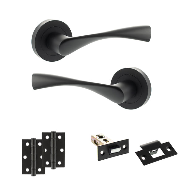 Eco Aqua Door Handle Pack (Latch Set - 2.5" Latch, 3" Hinges x2) by Atlantic Hardware