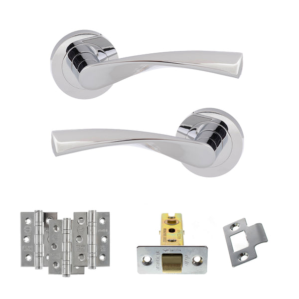 Eco Aqua Door Handle Pack (Latch Set - 3" CE Latch, 3" Fire Rated Hinges x3) by Atlantic Hardware