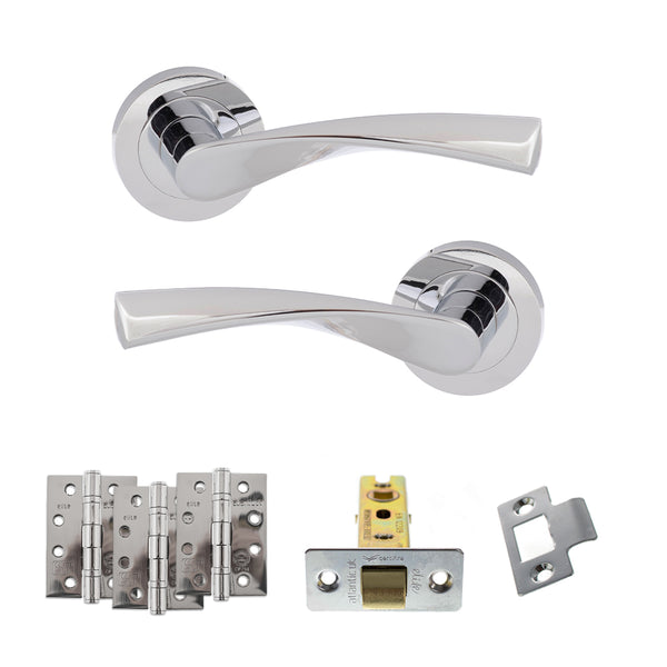 Eco Aqua Door Handle Pack (Latch Set - 3" CE Latch, 4" Fire Rated Hinges x3) by Atlantic Hardware