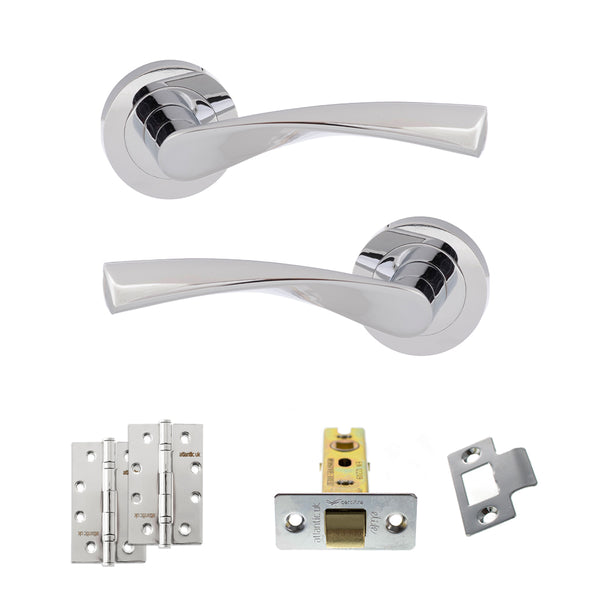 Eco Aqua Door Handle Pack (Latch Set - 2.5" CE Latch, 4" Slim Knuckle Hinges x2) by Atlantic Hardware