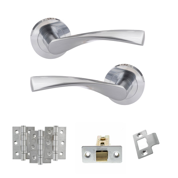 Eco Aqua Door Handle Pack (Latch Set - 3" CE Latch, 3" Fire Rated Hinges x3) by Atlantic Hardware