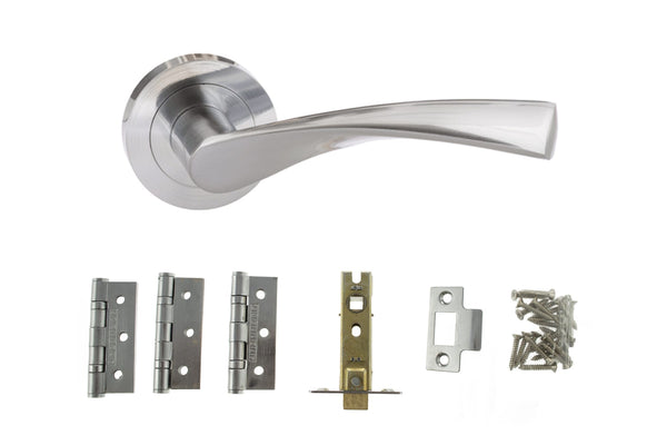 Atlantic Aqua Door Pack Bundle (3" Latch, 3"x2" Hingesx3) - Satin Nickel/Nickel Plate