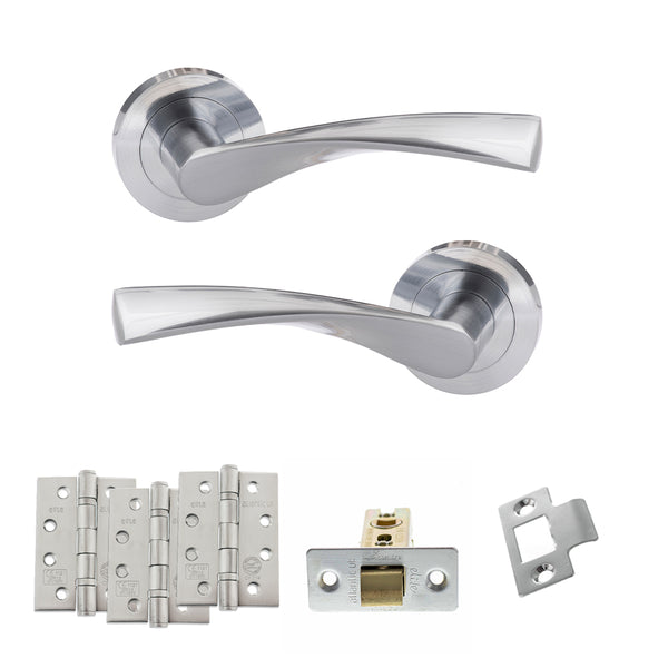 Eco Aqua Door Handle Pack (Latch Set - 2.5" CE Latch, 4" Fire Rated Hinges x3) by Atlantic Hardware