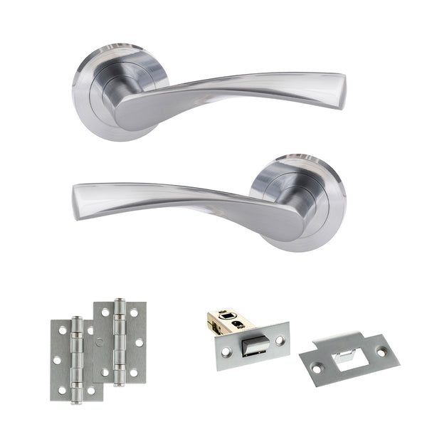 Eco Aqua Door Handle Pack (Latch Set - 2.5" Latch, 3" Hinges x2) by Atlantic Hardware