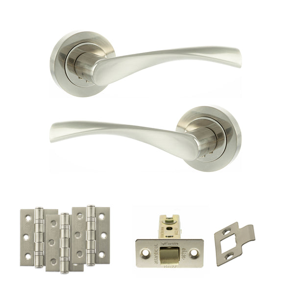 Eco Aqua Door Handle Pack (Latch Set - 3" CE Latch, 3" Fire Rated Hinges x3) by Atlantic Hardware