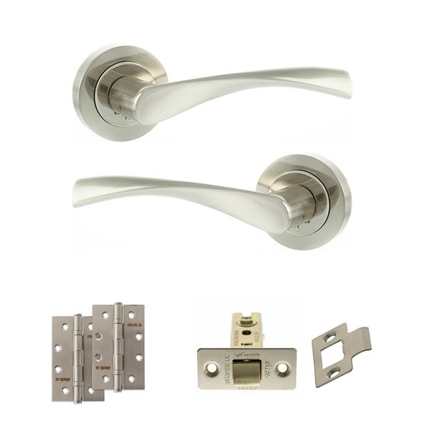 Eco Aqua Door Handle Pack (Latch Set - 3" CE Latch, 4" Slim Knuckle Hinges x2) by Atlantic Hardware