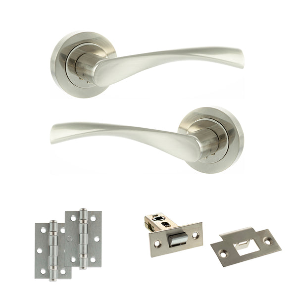 Eco Aqua Door Handle Pack (Latch Set - 2.5" Latch, 3" Hinges x2) by Atlantic Hardware