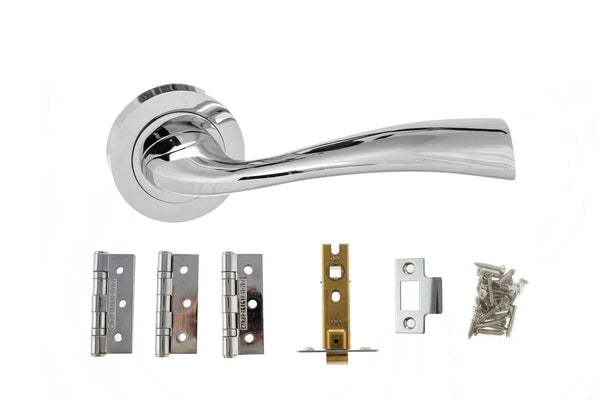 Atlantic Wave Door Pack Bundle (2.5" Latch, 3"x2" Hingesx3) - Polished Chrome