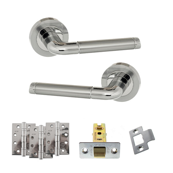 Eco Ocean Door Handle Pack (Latch Set - 3" CE Latch, 4" Fire Rated Hinges x3) by Atlantic Hardware