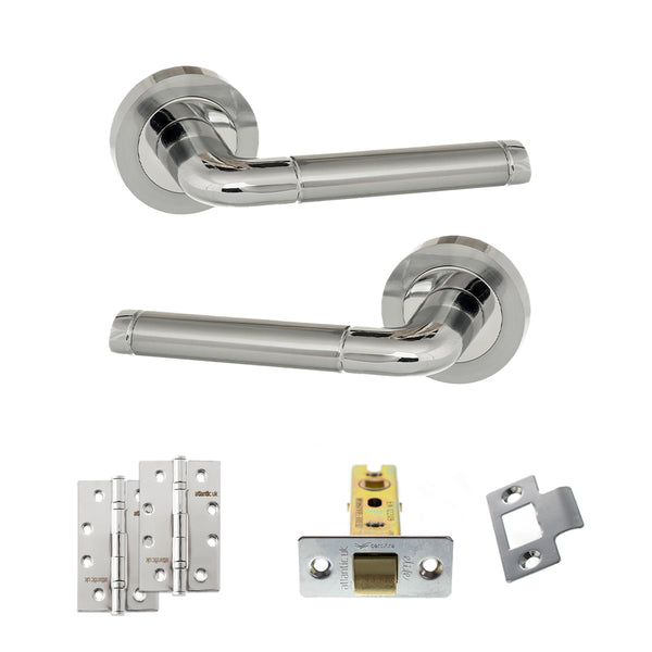 Eco Ocean Door Handle Pack (Latch Set - 3" CE Latch, 4" Slim Knuckle Hinges x2) by Atlantic Hardware