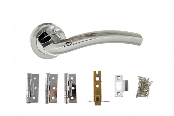Atlantic Crest Door Pack Bundle (2.5" Latch, 3"x2" Hingesx3) - Satin Chrome/Polished Chrome