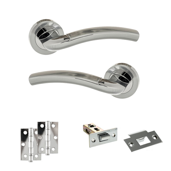 Eco Crest Door Handle Pack (Latch Set - 2.5" Latch, 3" Hinges x2) by Atlantic Hardware