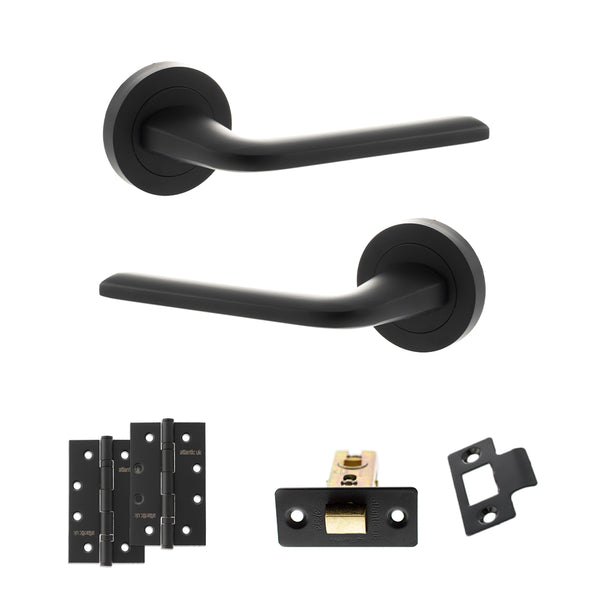 Eco Surf Door Handle Pack (Latch Set - 3" CE Latch, 4" Slim Knuckle Hinges x2) by Atlantic Hardware