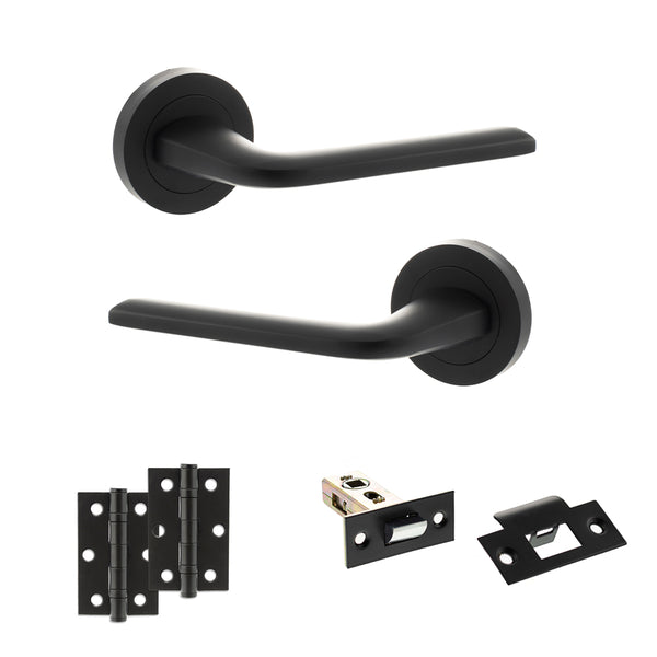Eco Surf Door Handle Pack (Latch Set - 2.5" Latch, 3" Hinges x2) by Atlantic Hardware