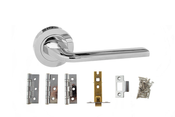 Atlantic Surf Door Pack Bundle (3" Latch, 3"x2" Hingesx3) - Polished Chrome