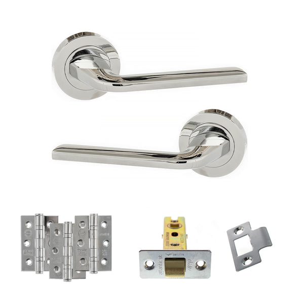 Eco Surf Door Handle Pack (Latch Set - 3" CE Latch, 3" Fire Rated Hinges x3) by Atlantic Hardware